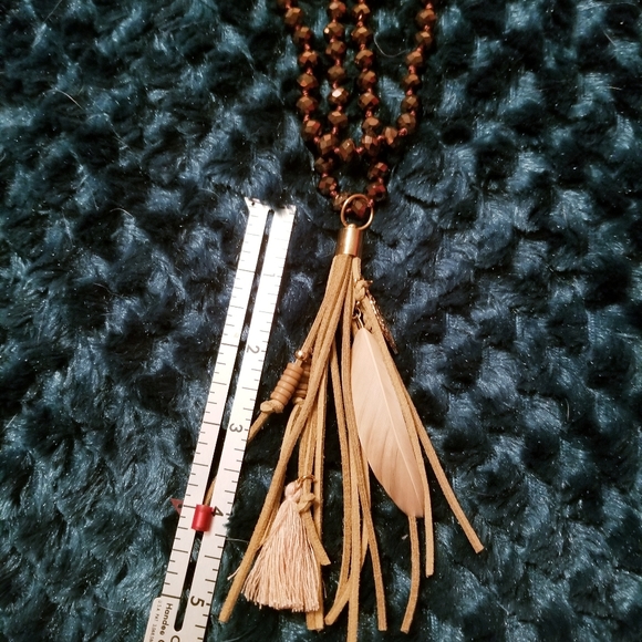 Bronze bead necklace with tassel - Picture 2 of 2